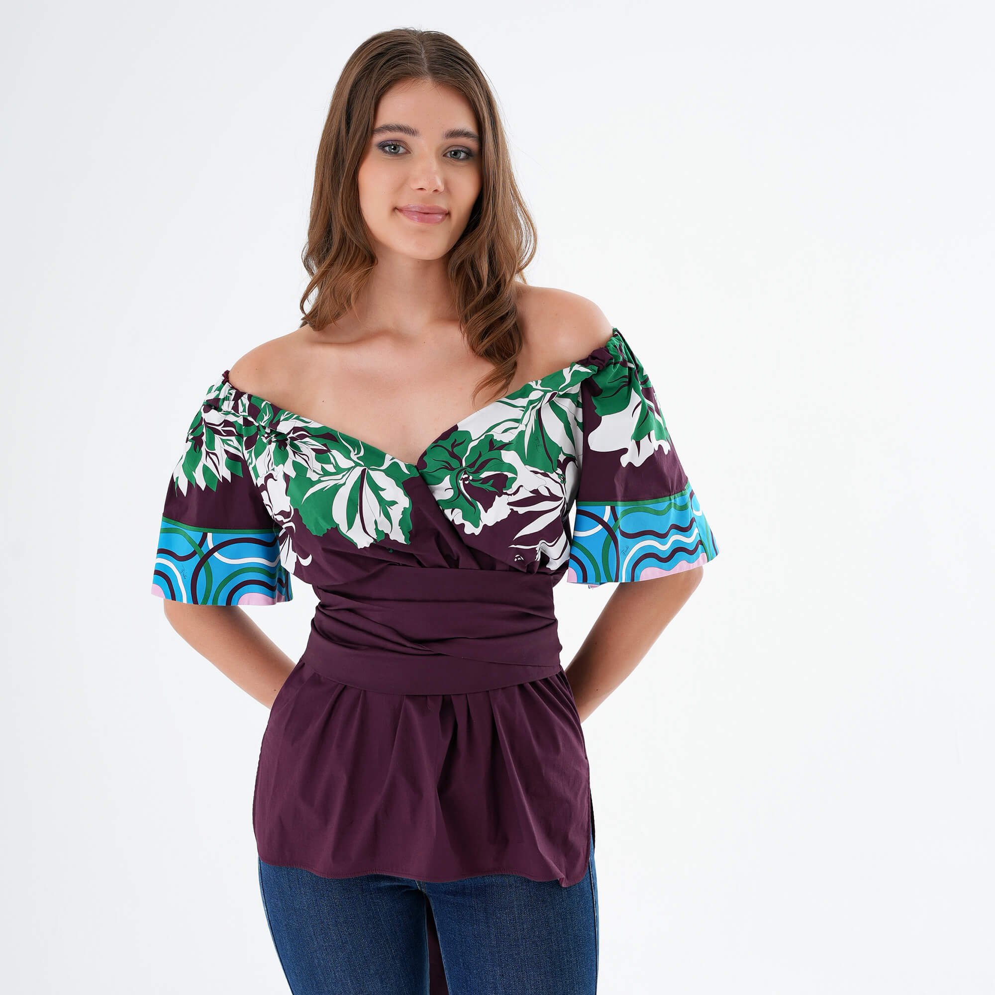 Emilio Pucci - Damson & Green Cotton Blouse  IT42